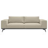 2-SITZER-SOFA Chenille Creme  - Creme/Schwarz, Design, Holz/Textil (260/87/95cm) - MID.YOU