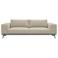 2-SITZER-SOFA Chenille Creme  - Creme/Schwarz, Design, Holz/Textil (260/87/95cm) - MID.YOU