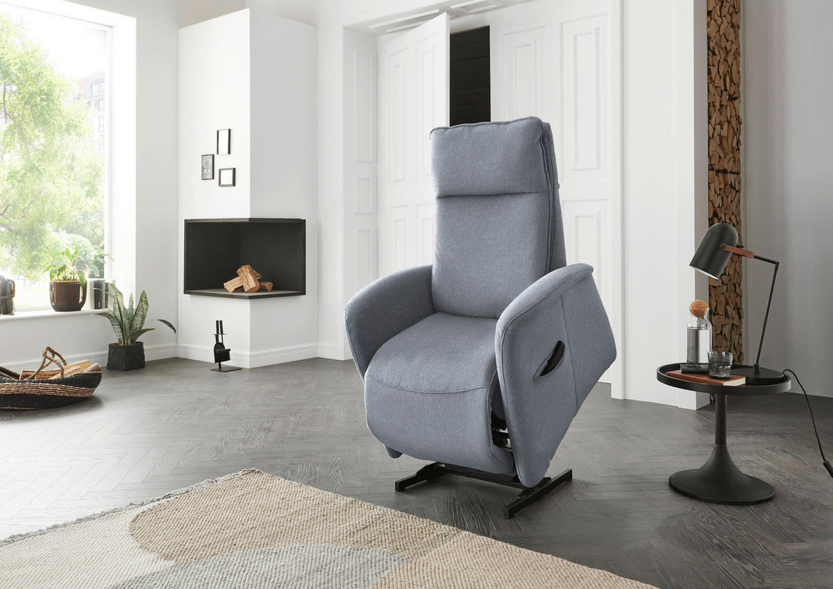 FERNSEHSESSEL in Chenille Hellblau  - Hellblau, KONVENTIONELL, Kunststoff/Textil (79-83/108/87cm) - Valdera