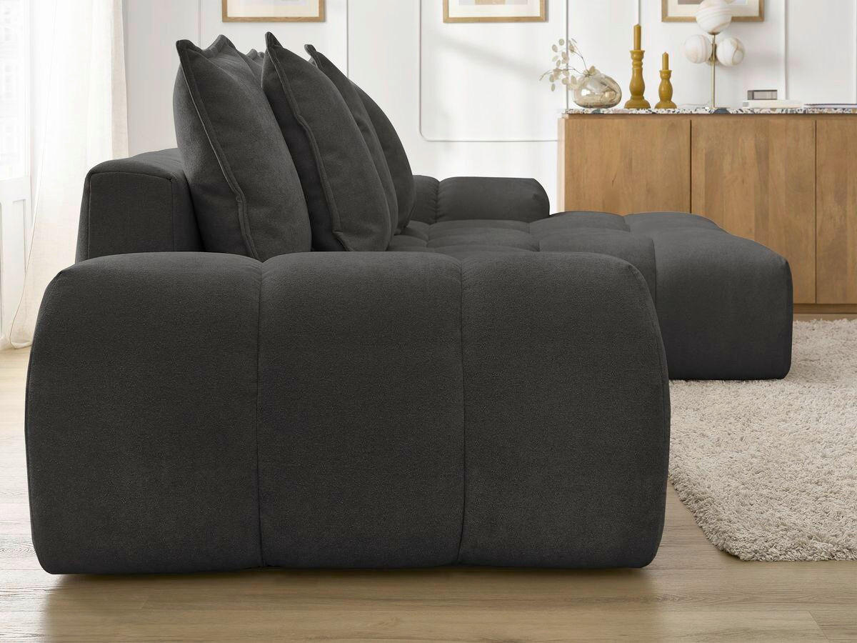 ECKSCHLAFSOFA EVEREST  mit Rücken echt, Armteil links, Armteil rechts Struktur Schwarz  - Schwarz, MODERN, Kunststoff/Textil (318/180cm) - Livetastic