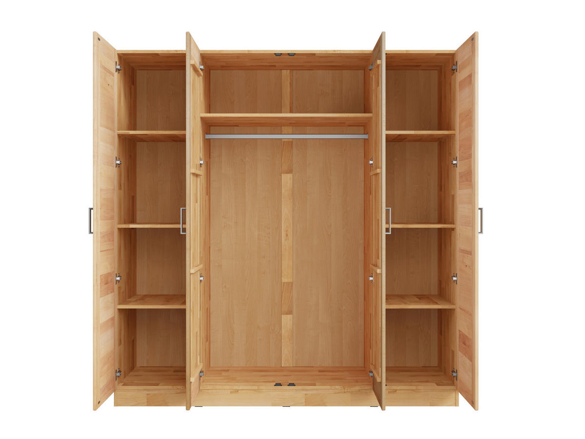 DREHTÜRENSCHRANK 202/205,5/60 cm,  in Buchefarben, 4 Tür(en)  - Chromfarben/Buchefarben, MODERN, Glas/Holz (202/205,5/60cm) - MID.YOU