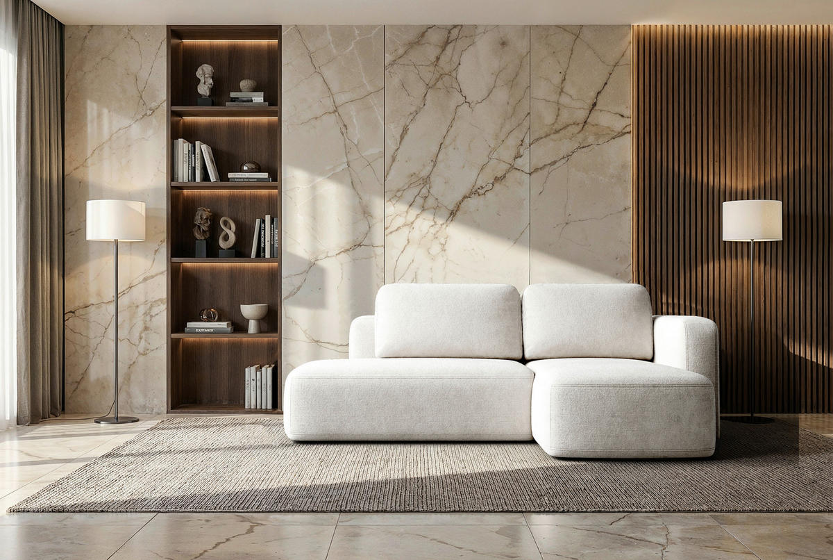 ECKSOFA Naturfarben Chenille Rückenkissen, Bettkasten, Schlaffunktion, Rücken echt, Liegefläche im Originalstoff  - Schwarz/Naturfarben, KONVENTIONELL, Kunststoff/Textil (244/160cm) - Milino