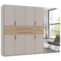 KLEIDERSCHRANK 270/208/65 cm,  in Eichefarben, Kaschmir, 10 Tür(en)  - Kaschmir/Eichefarben, Design, Glas/Holzwerkstoff (270/208/65cm) - Boxxx