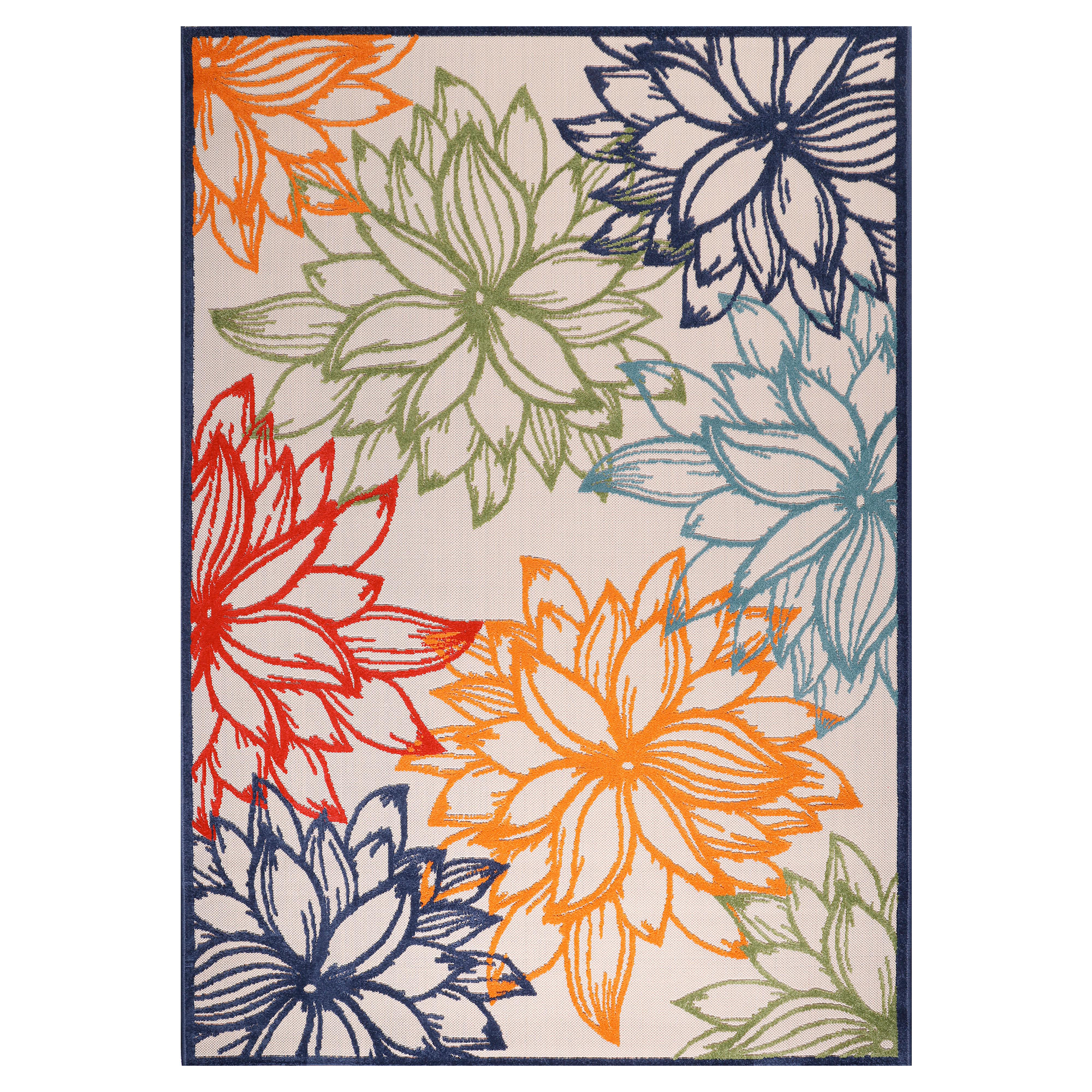 Novel Outdoorteppich Floral Weiß, Mehrfarbig 60x110 cm