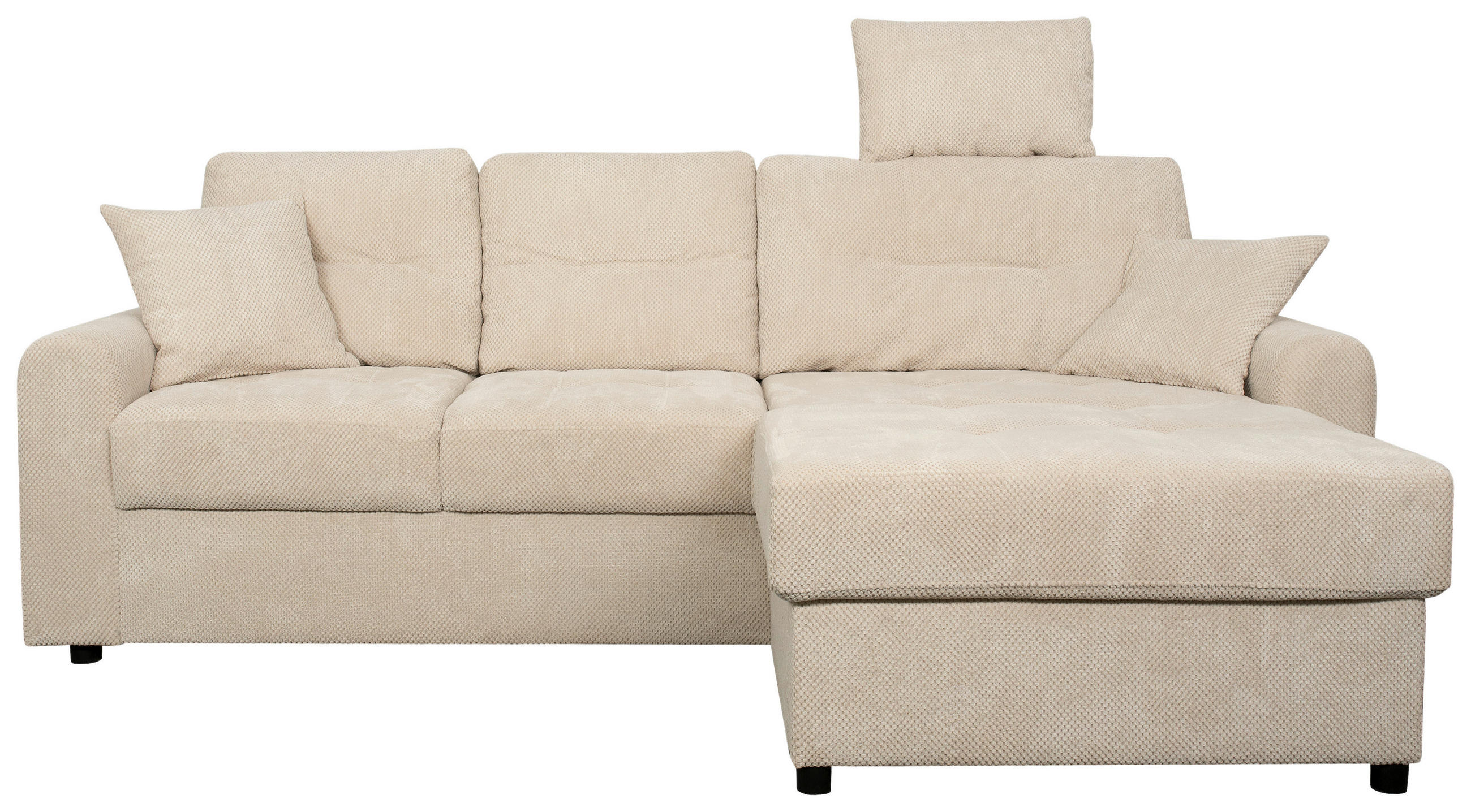 ECKSOFA Creme Chenille  - Creme/Schwarz, KONVENTIONELL, Kunststoff/Textil (232/153cm) - Carryhome