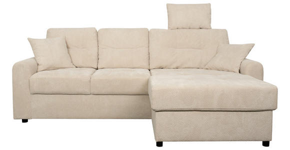 ECKSOFA in Chenille Creme  - Creme/Schwarz, KONVENTIONELL, Kunststoff/Textil (232/153cm) - Carryhome