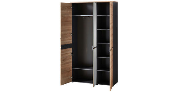 GARDEROBENSCHRANK  in 105/192/38 cm  - Graphitfarben/Eiche Artisan, Design, Glas/Holzwerkstoff (105/192/38cm) - Voleo