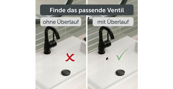 ABLAUFVENTIL  - Chromfarben/Schwarz, Basics, Metall (6,5cm) - Xora