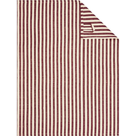 Cawoe Geschirrtuch Linen Classics Natur, Dunkelrot 50x70 cm