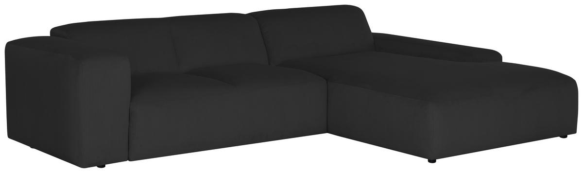 ECKSOFA HANNAH Schwarz Cord  - Schwarz, Design, Kunststoff/Textil (304/200cm) - MID.YOU