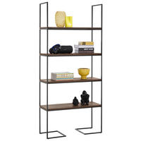 REGAL Eiche massiv Schwarz, Eiche dunkel  - Eiche dunkel/Schwarz, Natur, Holz/Metall (90/200/35cm) - SetOne by Musterring
