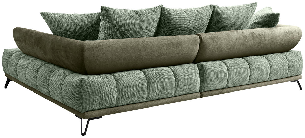 ECKSOFA Grün Chenille Zierkissen, Rückenkissen, Rücken echt  - Schwarz/Grün, MODERN, Textil/Metall (262/184cm) - MID.YOU