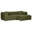 ECKSOFA Dunkelgrün Cord Zierkissen, Rücken echt  - Dunkelgrün/Schwarz, KONVENTIONELL, Kunststoff/Textil (250/162cm) - Carryhome