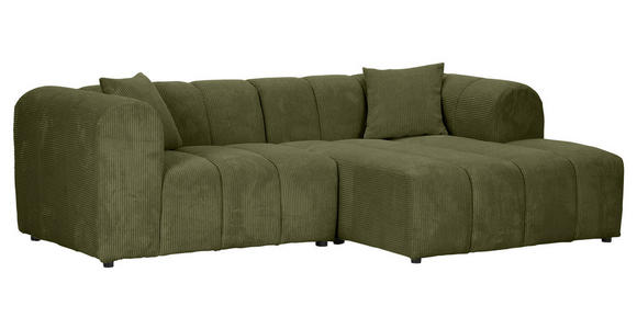 ECKSOFA Dunkelgrün Cord Zierkissen, Rücken echt  - Dunkelgrün/Schwarz, KONVENTIONELL, Kunststoff/Textil (250/162cm) - Carryhome