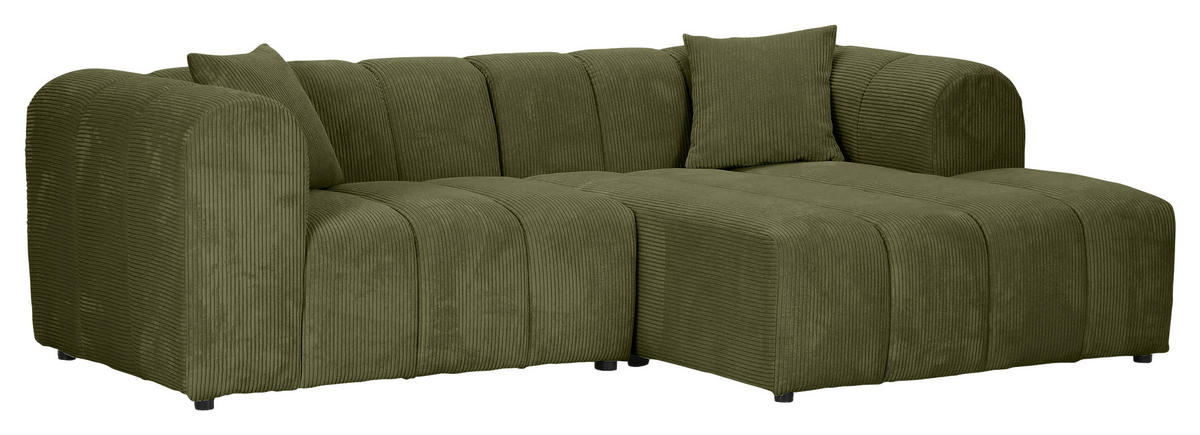 ECKSOFA Dunkelgrün Cord Zierkissen, Rücken echt  - Dunkelgrün/Schwarz, KONVENTIONELL, Kunststoff/Textil (250/162cm) - Carryhome