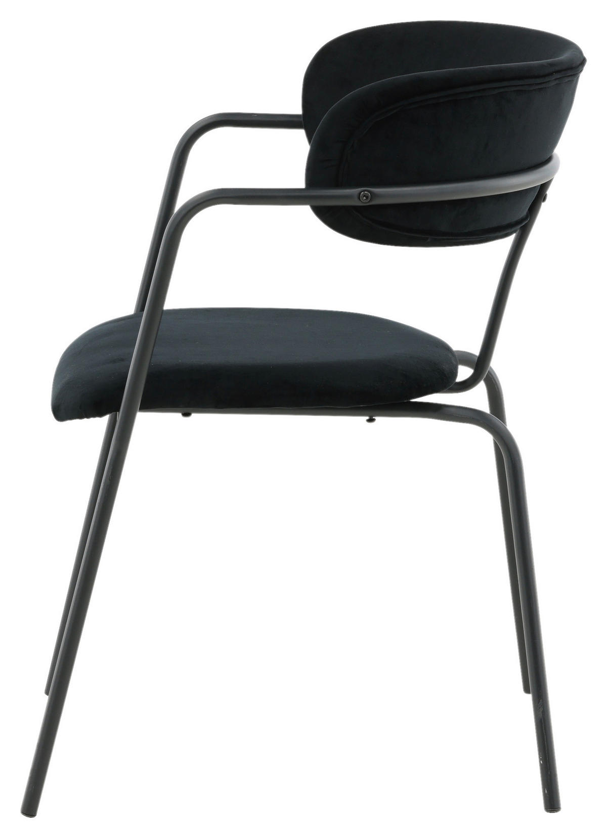 STUHL-SET 2 Stück  in Stahl Samt  - Schwarz, Design, Textil/Metall (58/79/61cm) - Livetastic