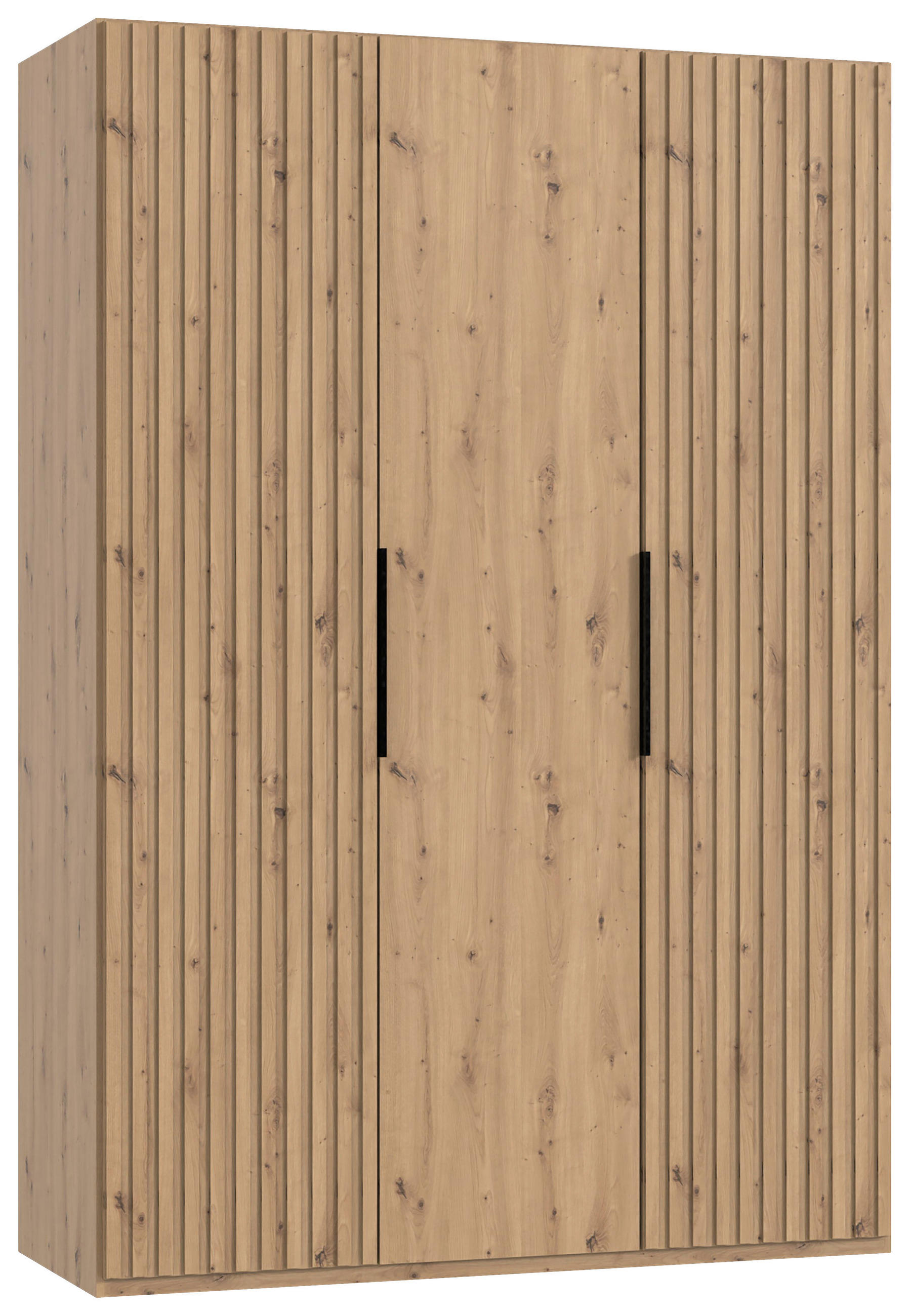 DREHTÜRENSCHRANK 150/216/58 cm 3-türig Eiche Artisan  - Schwarz/Eiche Artisan, MODERN, Holzwerkstoff/Metall (150/216/58cm) - MID.YOU