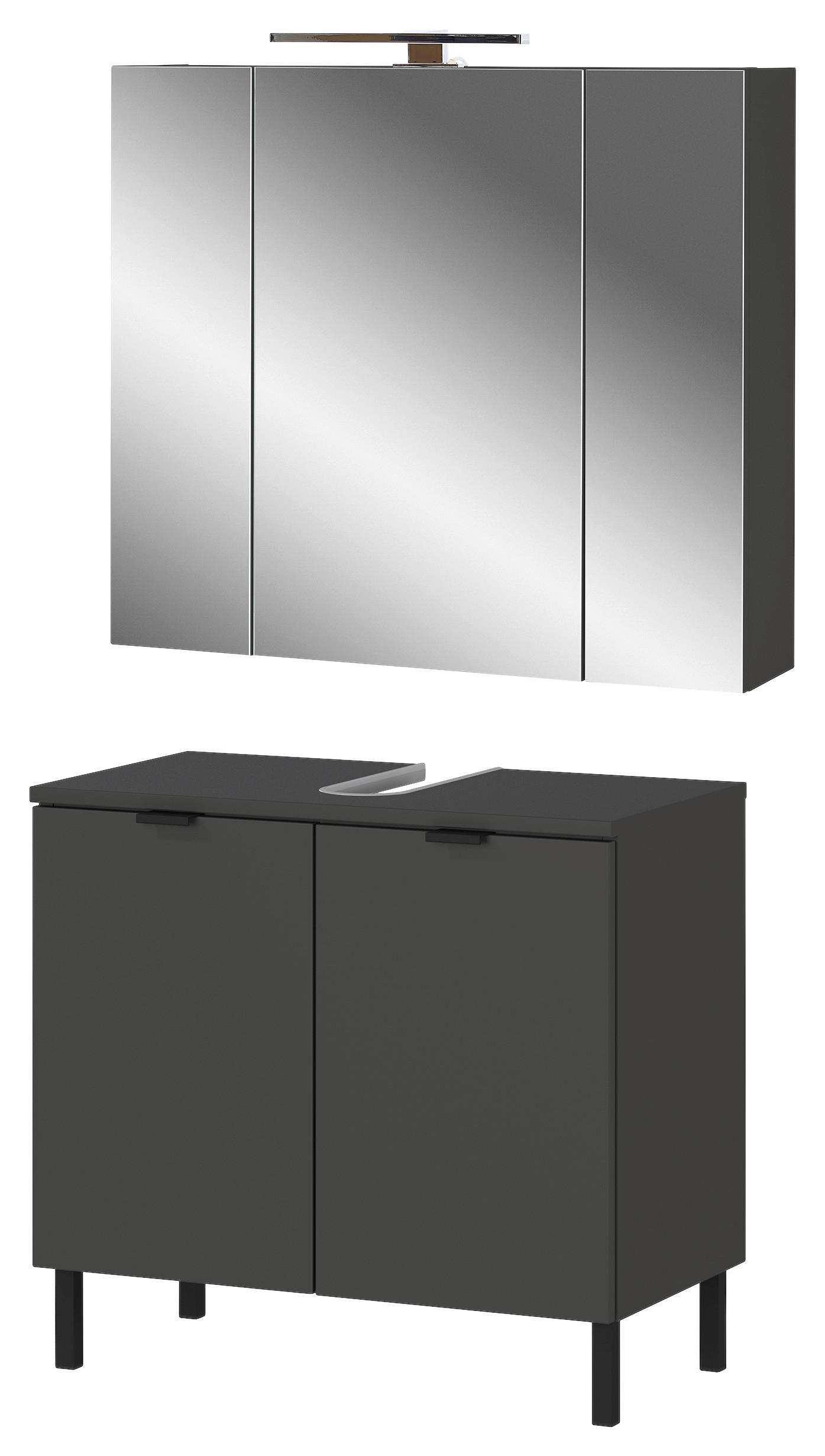 BADEZIMMER 2-teilig  in 76 cm  - Schwarz/Graphitfarben, MODERN, Holzwerkstoff/Metall (76cm) - Germania