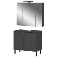 BADEZIMMER 2-teilig  in 76 cm  - Schwarz/Graphitfarben, MODERN, Holzwerkstoff/Metall (76cm) - Germania