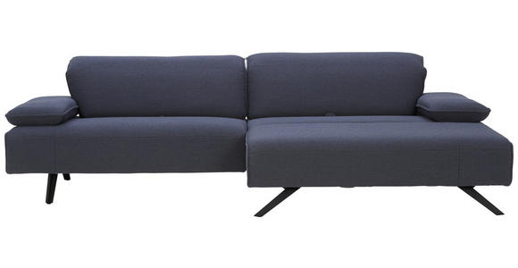ECKSOFA in Flachgewebe Dunkelblau - Anthrazit/Dunkelblau, Design, Textil/Metall (280/165cm) - Ambiente