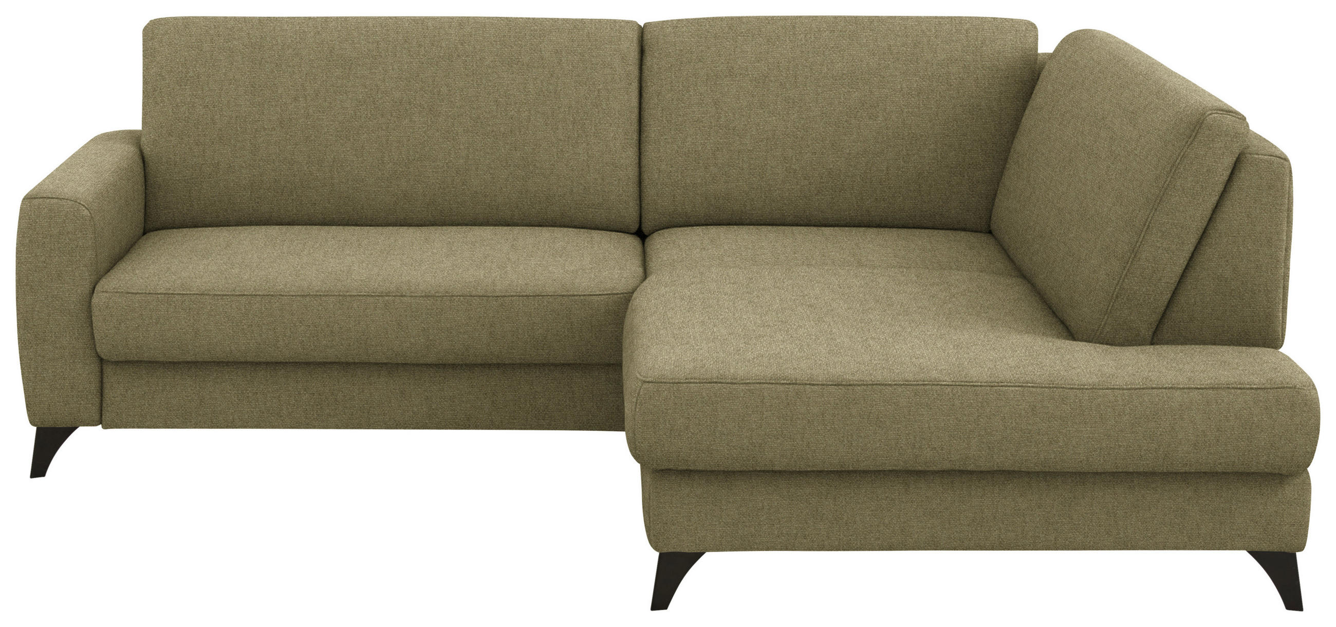 ECKSOFA 239/182 cm  in Chenille Schilfgrün Rücken echt  239/182 cm  - Schilfgrün/Schwarz, Design, Textil/Metall (239/182cm) - Beldomo Comfort