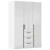 DREHTÜRENSCHRANK 151/235/61 cm,  in Weiß, Weiß Hochglanz, 3-türig  - Weiß Hochglanz/Schwarz, Basics, Holzwerkstoff/Metall (151/235/61cm) - Novel