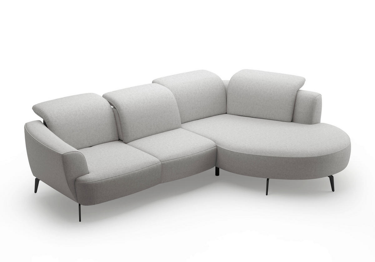 ECKSOFA ZOE E Hellgrau Flachgewebe  - Hellgrau/Schwarz, KONVENTIONELL, Textil/Metall (309/199cm) - Sit & More