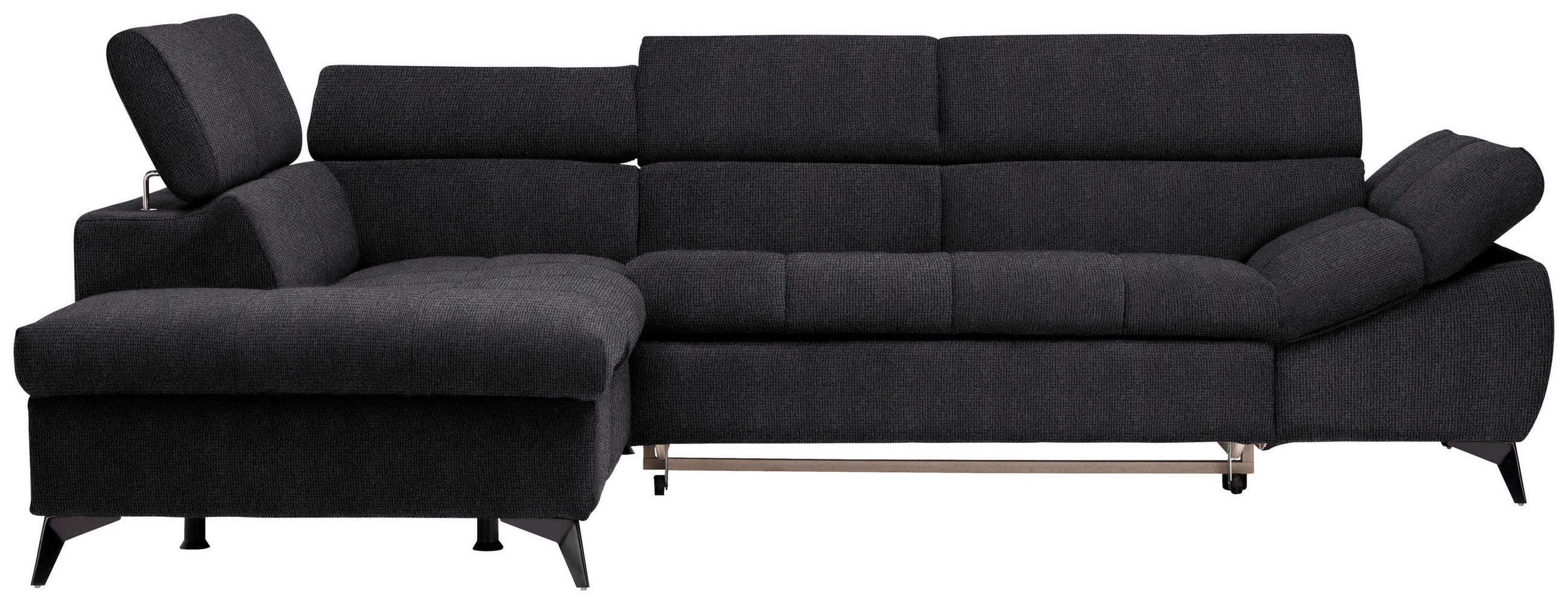 ECKSOFA in Mikrofaser Schwarz  - Schwarz, Design, Kunststoff/Textil (210/279cm) - Livetastic