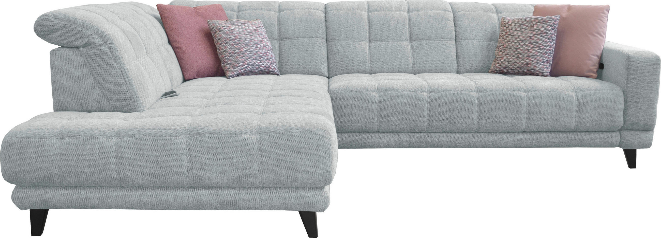 ECKSOFA  in Webstoff Hellgrau  216/302 cm  - Hellgrau/Schwarz, Design, Holz/Textil (216/302cm) - Xora