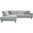 ECKSOFA  in Webstoff Hellgrau  216/302 cm  - Hellgrau/Schwarz, Design, Holz/Textil (216/302cm) - Xora