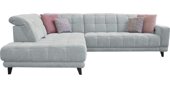 ECKSOFA  in Webstoff Hellgrau  216/302 cm  - Hellgrau/Schwarz, Design, Holz/Textil (216/302cm) - Xora