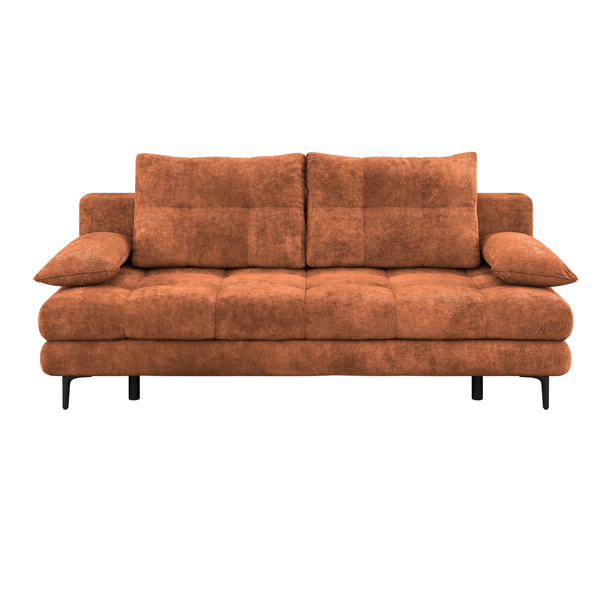 SCHLAFSOFA  mit Liegefunktion, Schlafen auf Sitzhöhe, Rücken echt Chenille Terracotta  - Terracotta/Schwarz, KONVENTIONELL, Textil/Metall (203/94/96cm) - Carryhome
