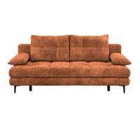 SCHLAFSOFA  mit Liegefunktion, Schlafen auf Sitzhöhe, Rücken echt Chenille Terracotta  - Terracotta/Schwarz, KONVENTIONELL, Textil/Metall (203/94/96cm) - Carryhome