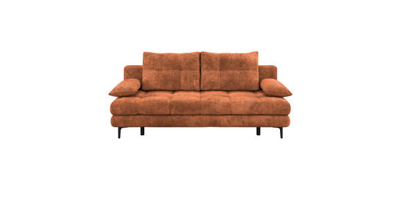 SCHLAFSOFA Chenille Terracotta Rückenkissen, Armlehnenkissen, Bettkasten, Schlaffunktion, Rücken echt  - Terracotta/Schwarz, KONVENTIONELL, Textil/Metall (203/94/96cm) - Carryhome
