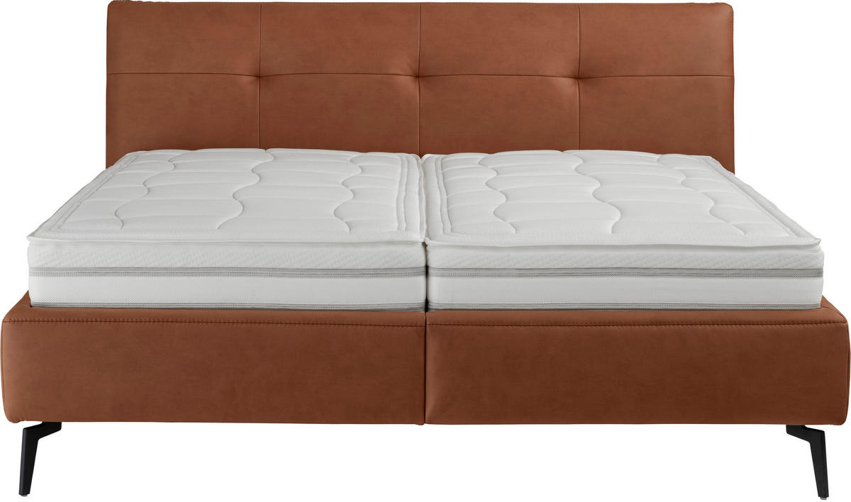 POLSTERBETT gepolstertes Kopfteil, Lattenroste, Matratzen Braun, Cognac 180/200 cm  - Cognac/Creme, MODERN, Holz/Holzwerkstoff (180/200cm) - Beldomo - Sleep