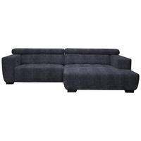 ECKSOFA in Webstoff Dunkelgrau  279/182 cm  - Dunkelgrau/Schwarz, KONVENTIONELL, Textil/Metall (279/182cm) - Hom`in