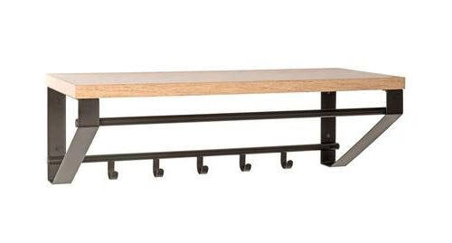 XXXLutz Wandgarderobe Parma Schwarz, Eiche 70x23x30 cm