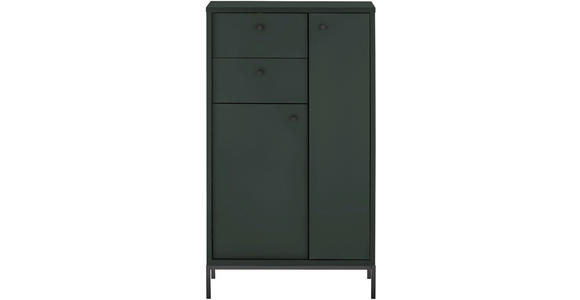 HIGHBOARD MOSGRON, 60/106/32 cm, 2 Schublade(n)  - Schwarz/Grün, KONVENTIONELL, Holzwerkstoff/Kunststoff (60/106/32cm) - Xora