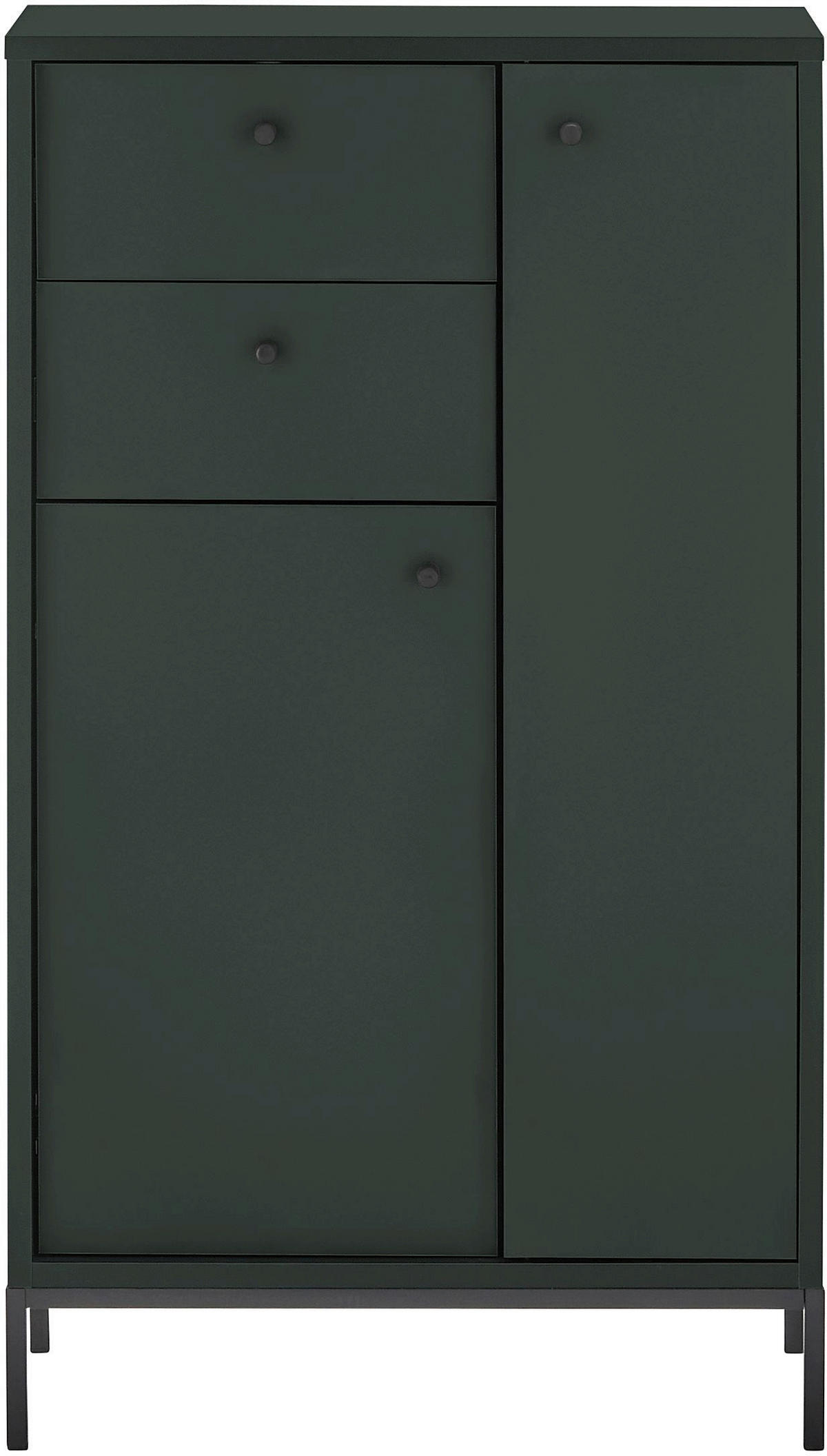 HIGHBOARD MOSGRON, 60/106/32 cm, 2 Schublade(n)  - Schwarz/Grün, KONVENTIONELL, Holzwerkstoff/Kunststoff (60/106/32cm) - Xora