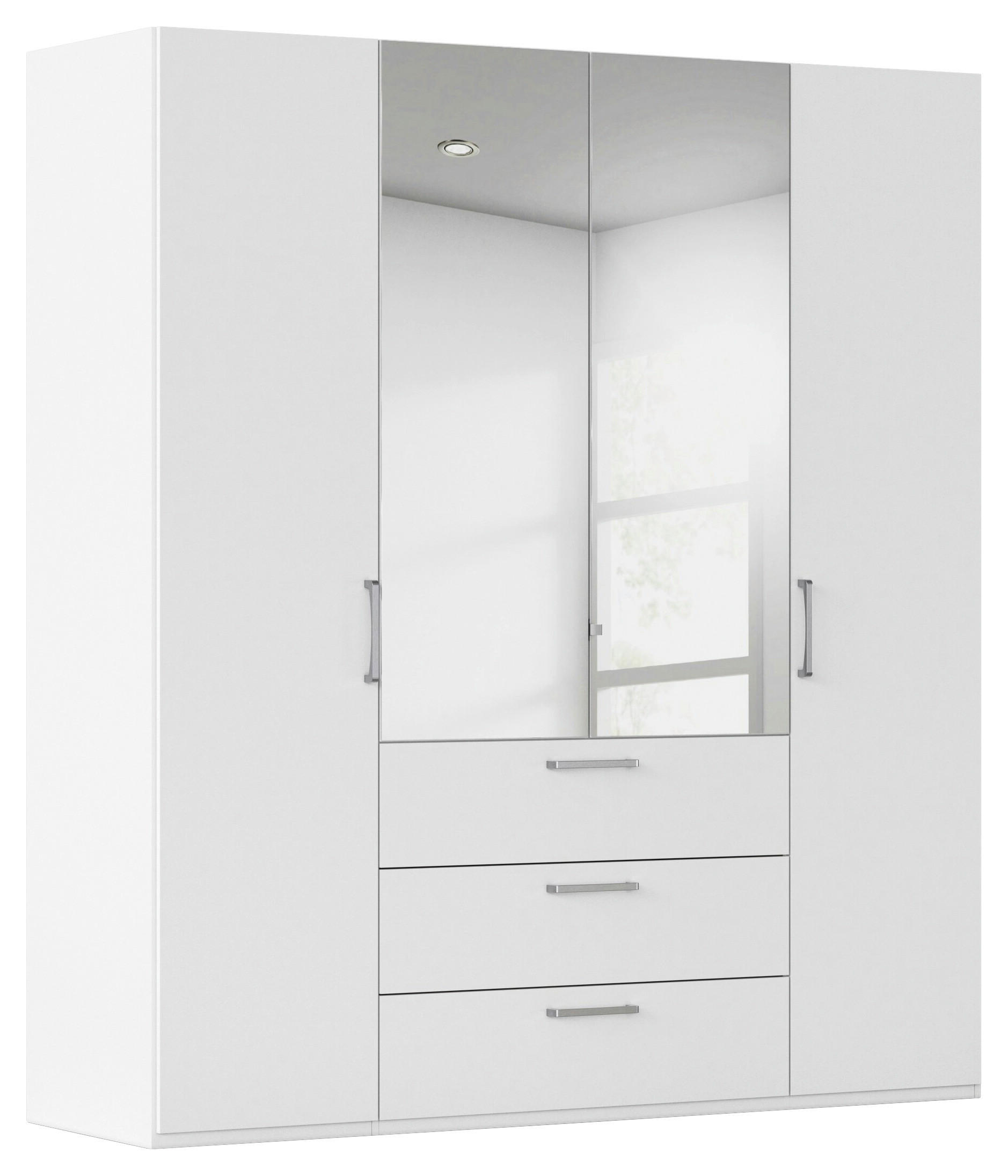 DREHTÜRENSCHRANK 201/223/61 cm,  in Weiß, 4-türig  - Chromfarben/Edelstahlfarben, Basics, Glas/Holzwerkstoff (201/223/61cm) - Novel
