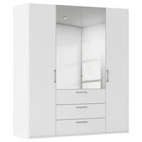 DREHTÜRENSCHRANK 201/223/61 cm,  in Weiß, 4-türig  - Chromfarben/Edelstahlfarben, Basics, Glas/Holzwerkstoff (201/223/61cm) - Novel