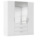 DREHTÜRENSCHRANK 201/223/61 cm,  in Weiß, 4-türig  - Chromfarben/Edelstahlfarben, Basics, Glas/Holzwerkstoff (201/223/61cm) - Novel