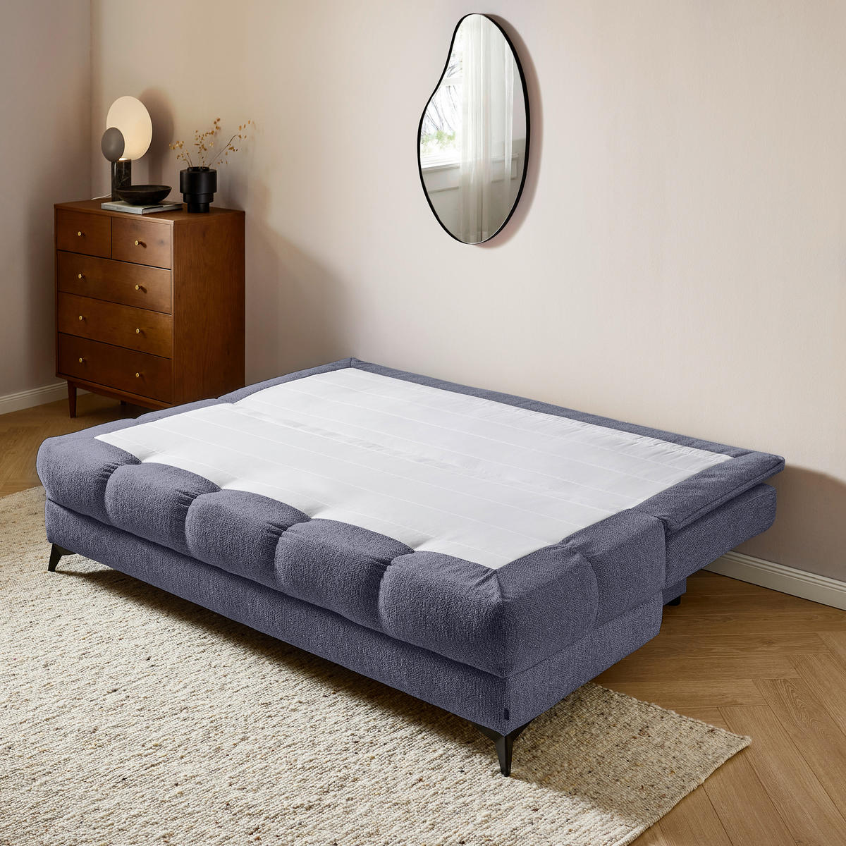 SCHLAFSOFA in Graublau  - Graublau, Design, Holz/Kunststoff (197/95/92cm) - Stylife