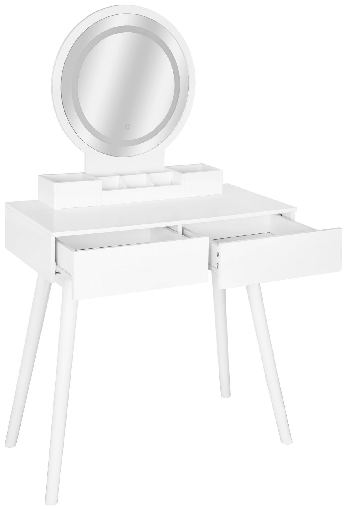 SCHMINKTISCH80/40/139 cm, Weiss  - Weiss, Trend, Glas/Holz (80/40/139cm) - Carryhome
