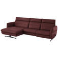 ECKSOFA in Echtleder Bordeaux  169/298 cm  - Bordeaux/Schwarz, Design, Leder/Metall (169/298cm) - Dieter Knoll