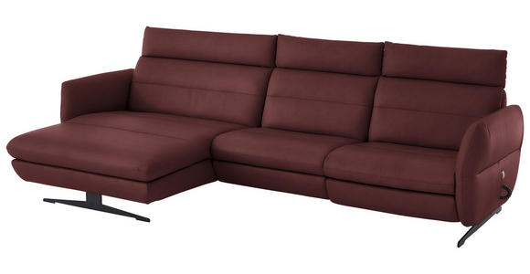 ECKSOFA in Echtleder Bordeaux  169/298 cm  - Bordeaux/Schwarz, Design, Leder/Metall (169/298cm) - Dieter Knoll