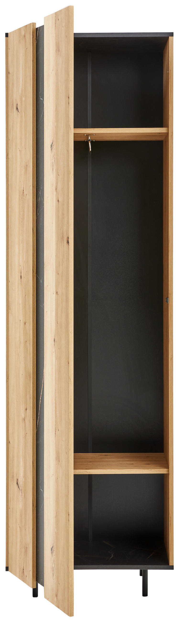 GARDEROBENSCHRANK  in 60/202/42 cm  - Schwarz/Eiche Artisan, KONVENTIONELL, Holzwerkstoff/Metall (60/202/42cm) - home24