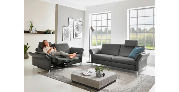 3-SITZER-SOFA Latina in Echtleder Anthrazit  - Anthrazit/Alufarben, Design, Leder/Metall (190/82/99cm) - Dieter Knoll