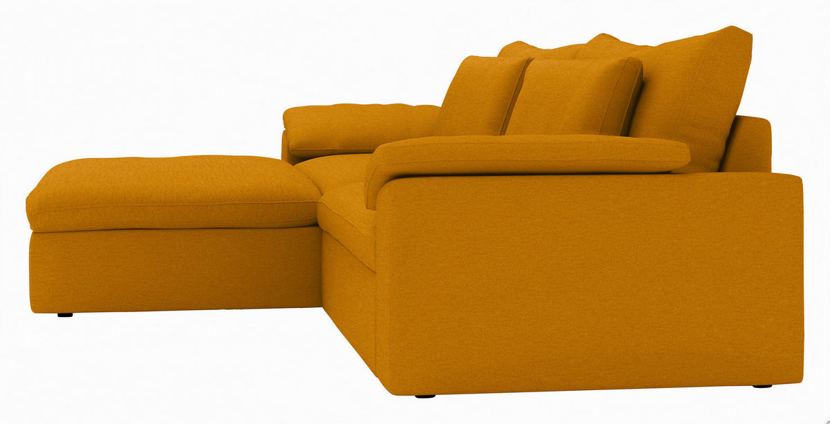 ECKSOFA Flachgewebe Currygelb  - Currygelb/Schwarz, Modern, Kunststoff/Textil (198/306cm) - Carryhome