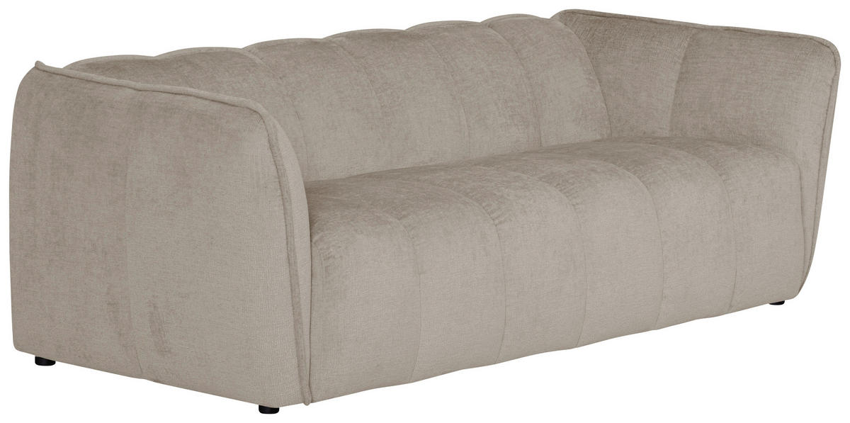3-SITZER-SOFA LIVOLI in Chenille Creme  - Creme/Schwarz, Design, Kunststoff/Textil (217/70/94cm) - MID.YOU